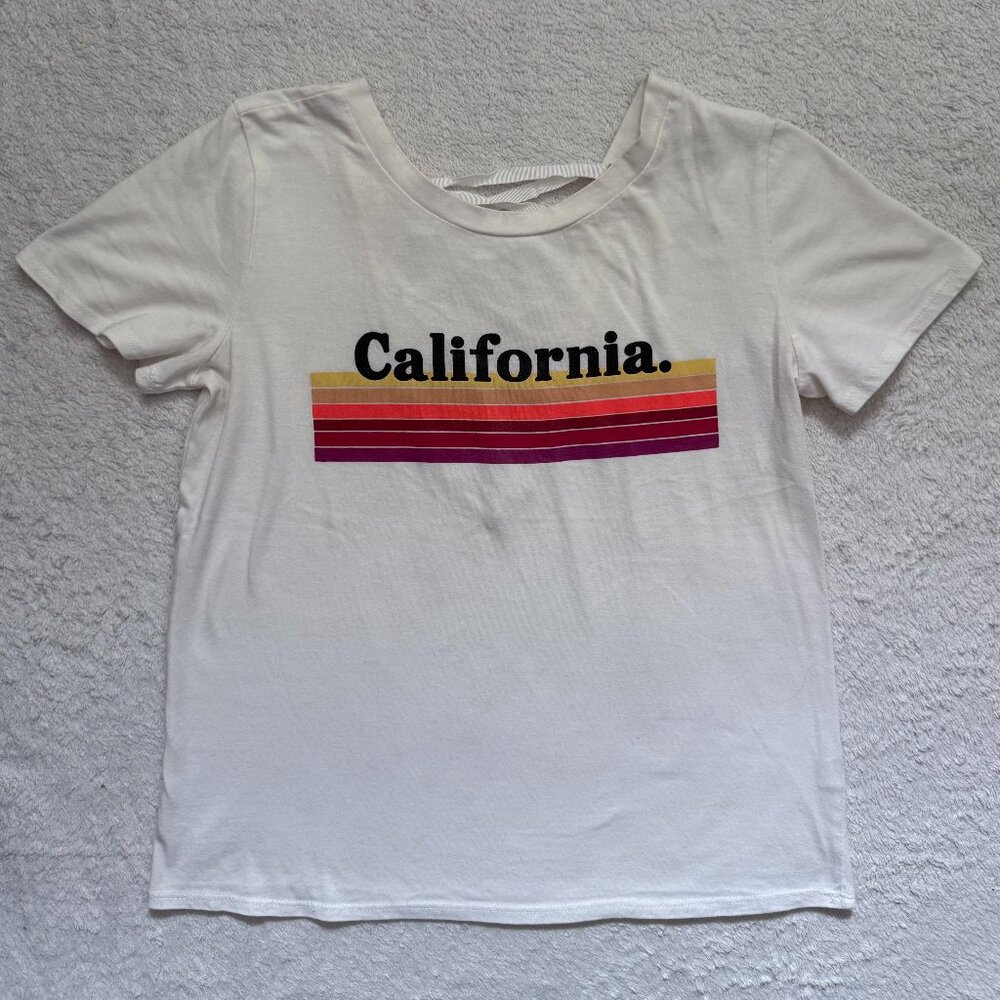 White Lace-Up Back Graphic Tee